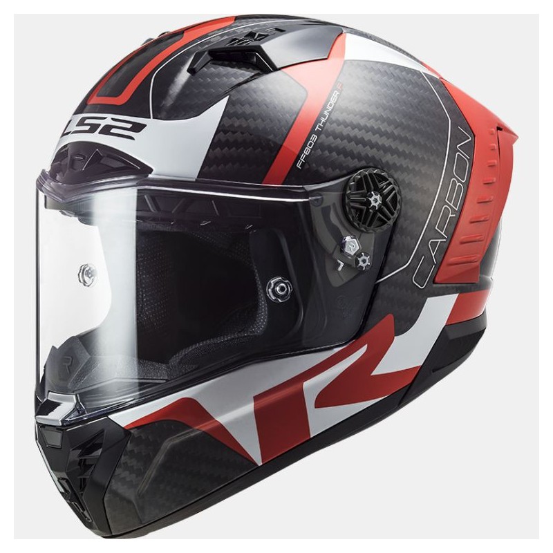 Casque LS2 FF805 Thunder Racing 1 Carbon Rouge Blanc