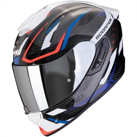 Casque Moto Intégral Scorpion Exo-1400 Evo II Air Accord Noir Blanc Bleu