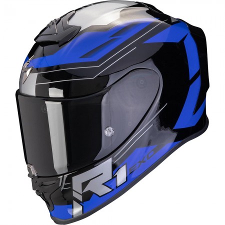 Casque intégral moto Scorpion EXO-R1 Evo Air Blaze Noir Bleu