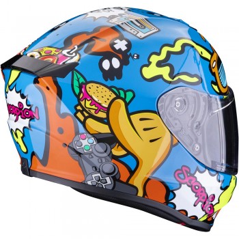 Casque  moto integral Enfant Scorpion Exo-JNR Air FUN Bleu Orange