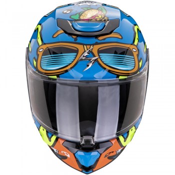 Casque  moto integral Enfant Scorpion Exo-JNR Air FUN Bleu Orange