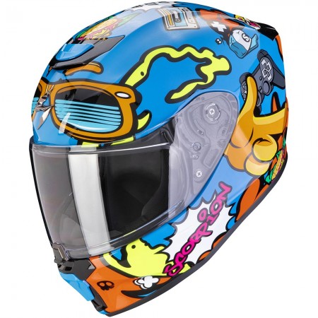 Casque  moto integral Enfant Scorpion Exo-JNR Air FUN Bleu Orange