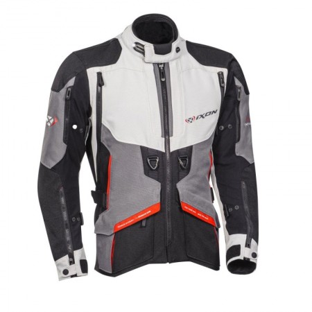 Veste moto Adventure Ixon Ragnar Noir Gris Rouge