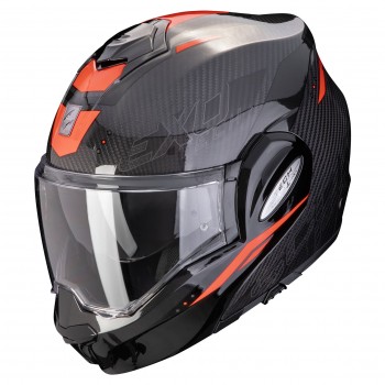 Casque moto modulable Scorpion Exo-Tech Evo Carbon Rover Noir Rouge