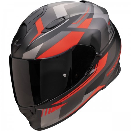 Casque Moto  Integral Scorpion EXO-491 Abilis Noir Mat Argent rouge