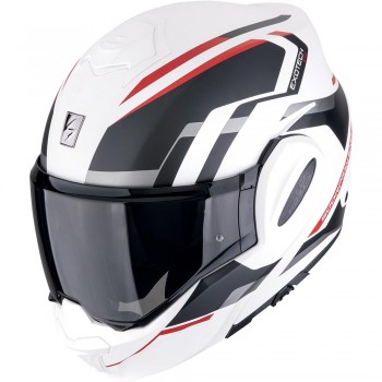 Casque moto modulable Scorpion Exo-Tech Evo Furio Blanc Mat Noir Rouge