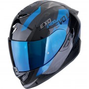 Casque moto modulable Scorpion Exo-1400 Evo 2 Carbon Platted Noir Bleu