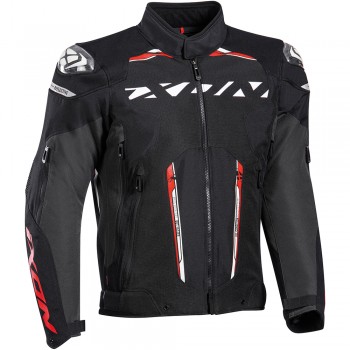 Blouson Moto Textile Ixon Blaster Noir Blanc Rouge