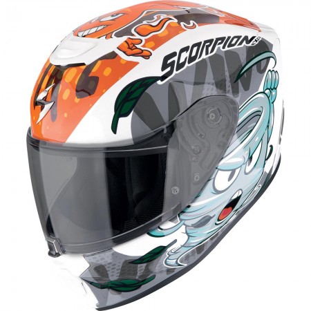 Casque moto enfant Enfant Scorpion Exo-JNR Air The4element Blanc Bleu Orange