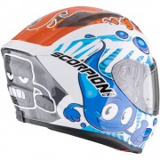 Casque moto enfant Enfant Scorpion Exo-JNR Air The4element Blanc Bleu Orange