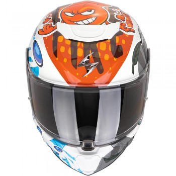 Casque moto enfant Enfant Scorpion Exo-JNR Air The4element Blanc Bleu Orange