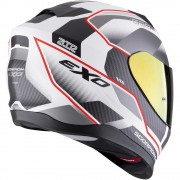 Casque Moto Integral Scorpion Exo-520 Evo Air Lena Blanc mat Argent Rouge