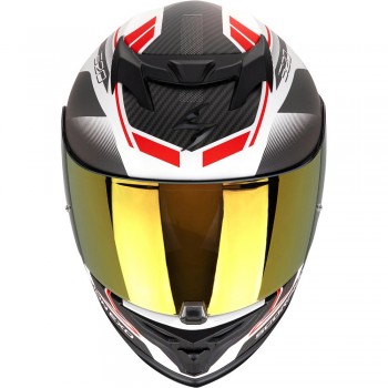 Casque Moto Integral Scorpion Exo-520 Evo Air Lena Blanc mat Argent Rouge