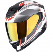 Casque Moto Integral Scorpion Exo-520 Evo Air Lena Blanc mat Argent Rouge