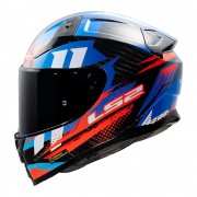 Casque moto integral LS2 FF811 Vector 2 Carbon Tantic Rouge Bleu