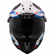 Casque Moto Integral tout terrain LS2 MX701 Explorer Carbon Frontier 2 Blanc Bleu Rouge