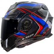 Casque moto modulable LS2 FF901 Advant X Carbon Future 2 Bleu Rouge Blanc