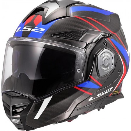 Casque moto modulable LS2 FF901 Advant X Carbon Future 2 Bleu Rouge Blanc