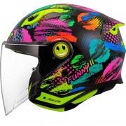 Casque moto Enfant Jet LS2 OF622 Funny 2 Joy Noir Rose Orange Brillant