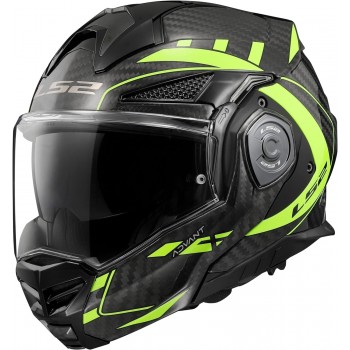 Casque moto modulable LS2 FF901 Advant X Carbon Future 2 Jaune Fluo Brillant
