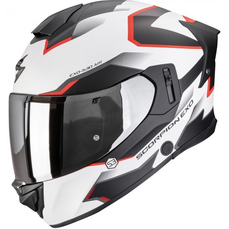 Casque Scorpion EXO-530 Air Clip Blanc Mat Noir Rouge