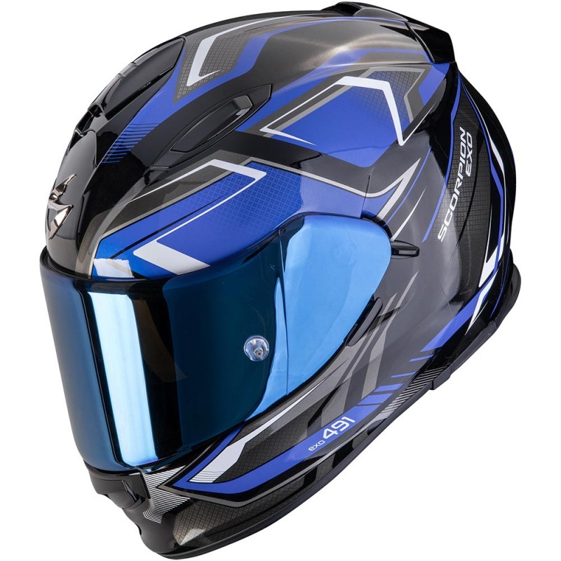 Casque Scorpion EXO-491 Zumo Noir brillant Bleu
